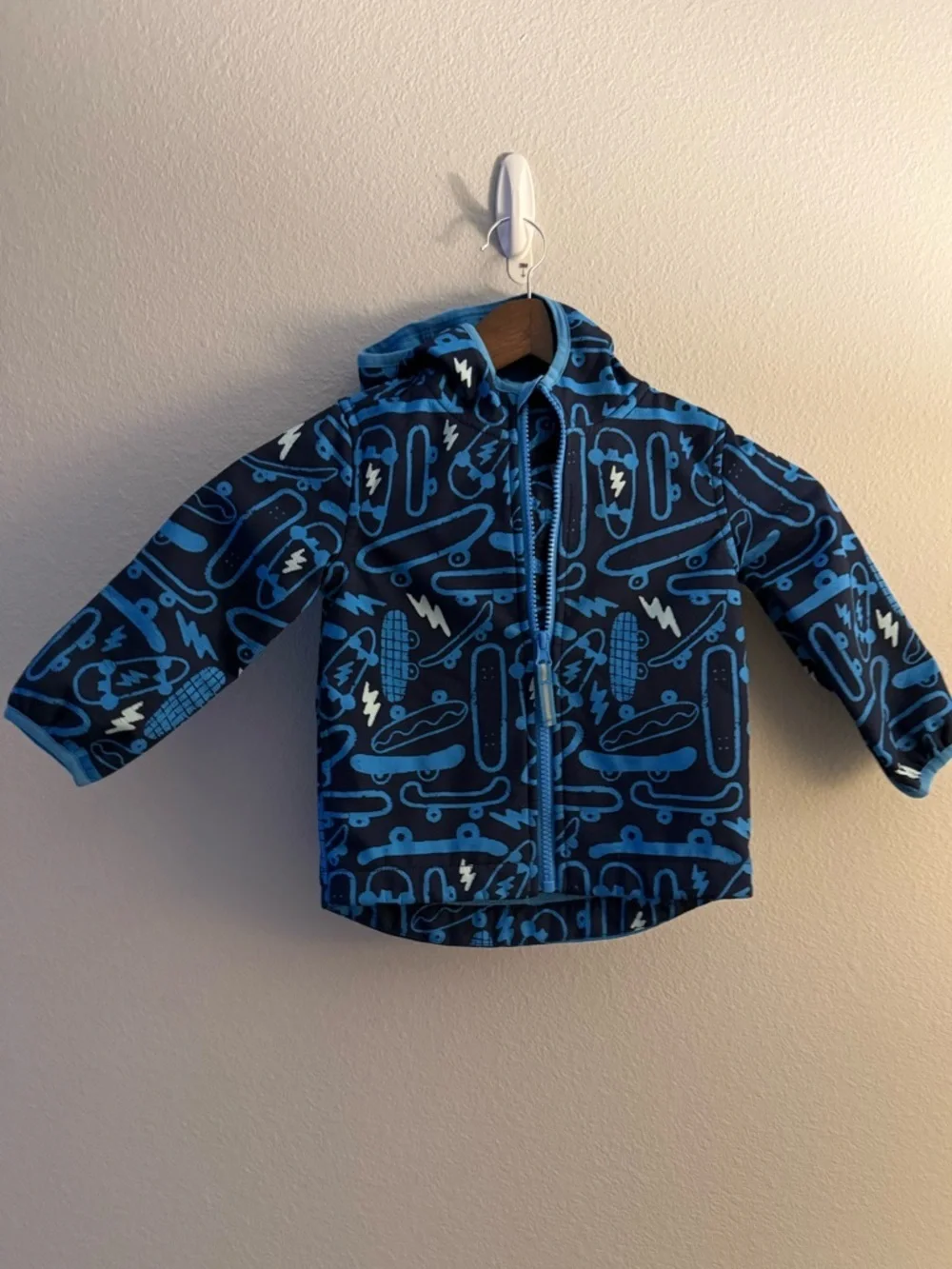 Cat & Jack Navy Jacket with Bright Blue Zip and Print